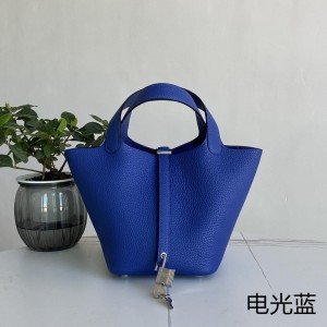 「#4350」 Hermès Electric Blue Silver Buckle Picotin Lock 18cm