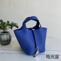 「#4350」 Hermès Electric Blue Silver Buckle Picotin Lock 18cm