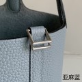 「#4354」 Hermès Linen Blue Silver Buckle Picotin Lock 18cm