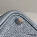 「#4354」 Hermès Linen Blue Silver Buckle Picotin Lock 18cm