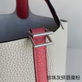 「#4365」 Hermès Pearl Grey Lipstick Pink Silver Buckle Picotin Lock 18cm
