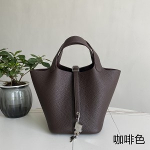 「#4369」 Hermes Brown Silver Buckle Picotin Lock 18cm