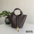 「#4370」Hermès Brown Gold Buckle Picotin Lock 18cm