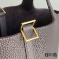 「#4370」Hermès Brown Gold Buckle Picotin Lock 18cm