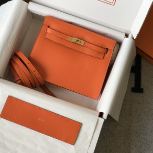 「#4046」 Hermès orange Kelly danse 22cm Hand sewing