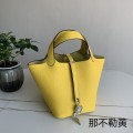 「#4376」 Hermès Naples yellow silver buckle Picotin Lock 18cm