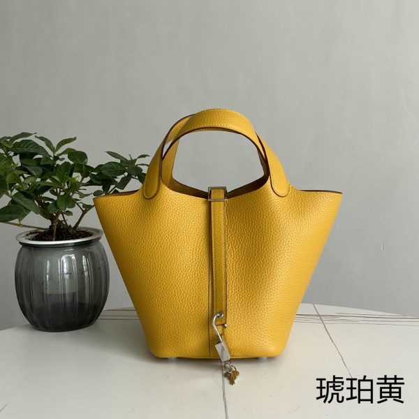 「#4384」 Hermès amber yellow silver buckle Picotin Lock 18cm 「#4384」 Hermès amber yellow silver buckle Picotin Lock 18cm