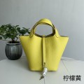 「#4387」 Hermès lemon yellow silver buckle Picotin Lock 18cm
