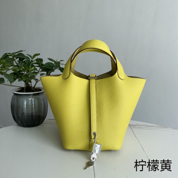 「#4387」 Hermès lemon yellow silver buckle Picotin Lock 18cm