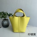 「#4387」 Hermès lemon yellow silver buckle Picotin Lock 18cm