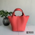 「#4391」 Hermès Peach Pink Silver Buckle Picotin Lock 18cm