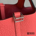 「#4391」 Hermès Peach Pink Silver Buckle Picotin Lock 18cm