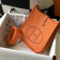 「#4047」 Hermès Orange Mini Evelyne 18cm