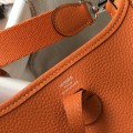 「#4047」 Hermès Orange Mini Evelyne 18cm