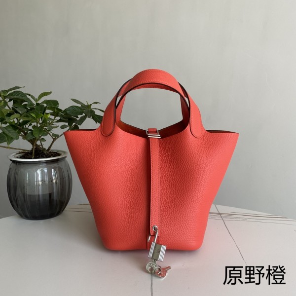 「#4393」 Hermès Wild Orange Silver Buckle Picotin Lock 18cm 「#4393」 Hermès Wild Orange Silver Buckle Picotin Lock 18cm