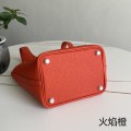 「#4394」 Hermès Flame Orange Silver Buckle Picotin Lock 18cm