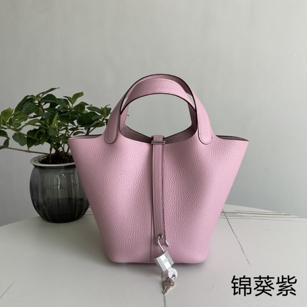 「#4396」 Hermès Malva Purple Silver Buckle Picotin Lock 18cm