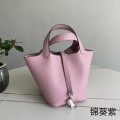 「#4396」 Hermès Malva Purple Silver Buckle Picotin Lock 18cm