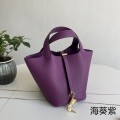 「#4398」 Hermès Anemone Purple Gold Buckle Picotin Lock 18cm