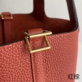 「#4403」 Hermès red brown gold buckle Picotin Lock 18cm