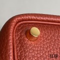 「#4403」 Hermès red brown gold buckle Picotin Lock 18cm
