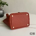 「#4403」 Hermès red brown gold buckle Picotin Lock 18cm