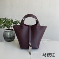 「#4404」 Hermès Saddle Red Silver Buckle Picotin Lock 18cm