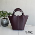 「#4404」 Hermès Saddle Red Silver Buckle Picotin Lock 18cm