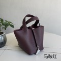 「#4404」 Hermès Saddle Red Silver Buckle Picotin Lock 18cm