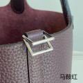 「#4404」 Hermès Saddle Red Silver Buckle Picotin Lock 18cm