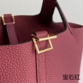 「#4408」 Hermès Picotin Lock 18cm Ruby Red Gold Buckle