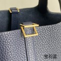 「#4411」 Hermès Sapphire Blue Gold Buckle Picotin Lock 18cm