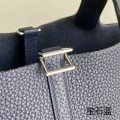 「#4412」 Hermès Sapphire Blue Silver Buckle Picotin Lock 18cm