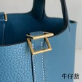「#4415」 Hermès Denim Blue Gold Buckle Picotin Lock 18cm