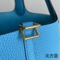 「#4420」 Hermès Northern Blue Gold Buckle Picotin Lock 18cm