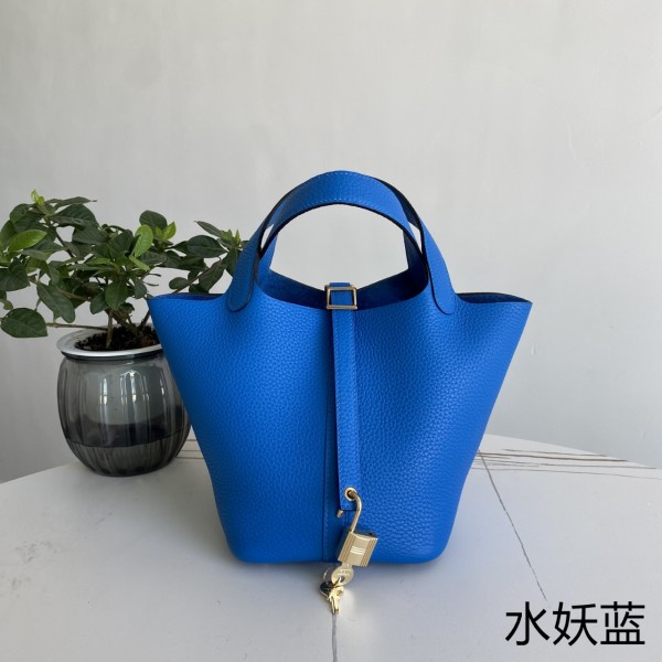 「#4422」 Hermès Water Fairy Blue Gold Buckle Picotin Lock 18cm