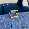 「#4424」 Hermès Agate Blue Gold Buckle Picotin Lock 18cm
