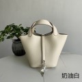 「#4429」 Hermès Cream Silver Buckle Picotin Lock 18cm