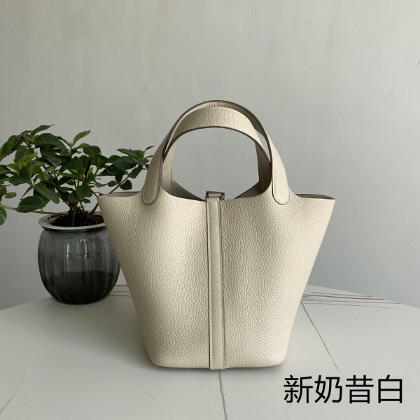 「#4430」 Hermes New Milkshake Silver Buckle Picotin Lock 18cm