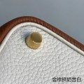 「#4433」 Hermès Golden Brown Milkshake White Gold Buckle Picotin Lock 18cm
