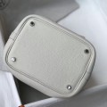 「#4050」 Hermès White Picotin Lock Shopping Basket Silver Buckle