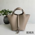 「#4435」 Hermes Picotin Lock 18cm in milk dove grey silver buckle