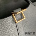 「#4442」 Hermès Cumulonimbus Grey Gold Buckle Picotin Lock 18cm