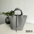 「#4448」 Hermès Seagull Grey Silver Buckle Picotin Lock 18cm