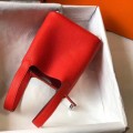 「#4052」 Hermès Red Picotin Lock Shopping Basket Silver Buckle