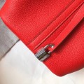 「#4052」 Hermès Red Picotin Lock Shopping Basket Silver Buckle