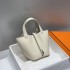 「#4054」 Hermès Milkshake White Picotin Lock Shopping Basket Silver Buckle