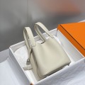 「#4054」 Hermès Milkshake White Picotin Lock Shopping Basket Silver Buckle