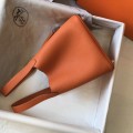 「#4057」 Hermès Flame Orange Picotin Lock Shopping Basket Silver Buckle