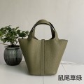 「#4455」 Hermès Sage Green Silver Buckle Picotin Lock 18cm